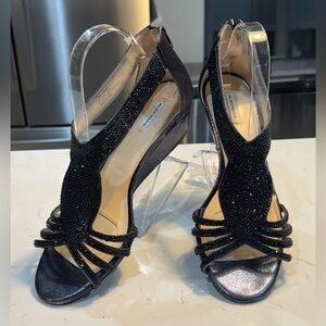 Alex Marie Deep Blue shiny studs & 2 inch heels Straps & zip up in back size 10M